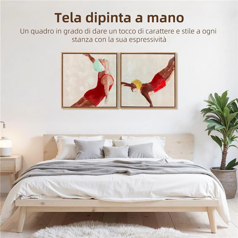 SET DI 2 QUADRI SU TELA MODERNI, STAMPA ARTISTICA DA PARETE CON GANCI INCLUSI, 40X40 CM