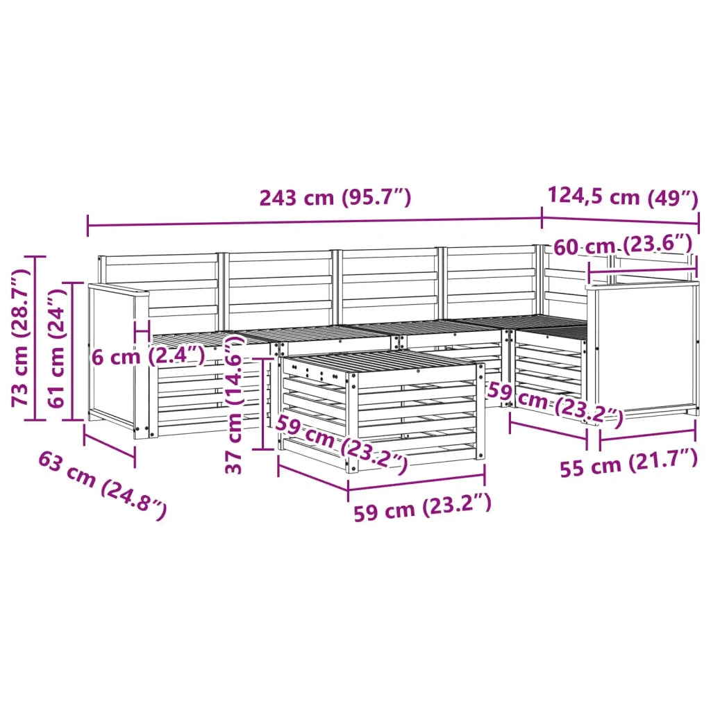 Set divano sezionale 5 pcs Naturale Legno di Acacia Massello
