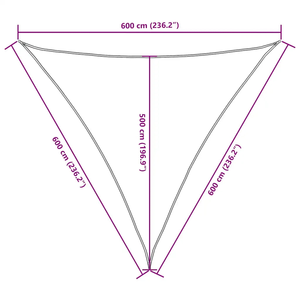 Parasole a Vela in Tessuto Oxford Triangolare 6x6x6m Arancione 135735
