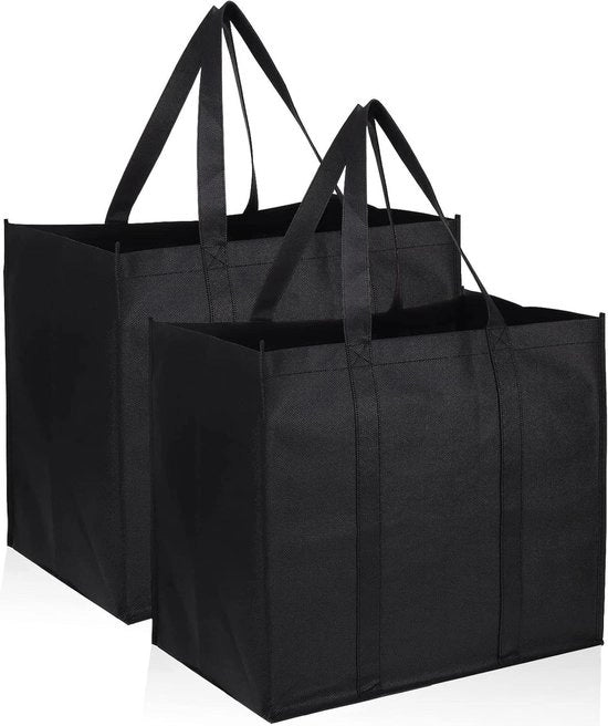 Borsa da Shopping Pieghevole con Maniglia da 2 pezzi Grande Dimensioni 41 x 33 x 26 cm per Viaggio Esterno Campeggio Nero