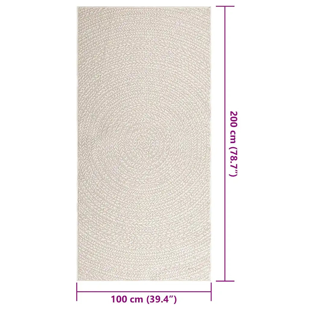 Tappeto ZIZUR Crema 100x200 cm Aspetto Iuta Interni ed Esterni 4010375