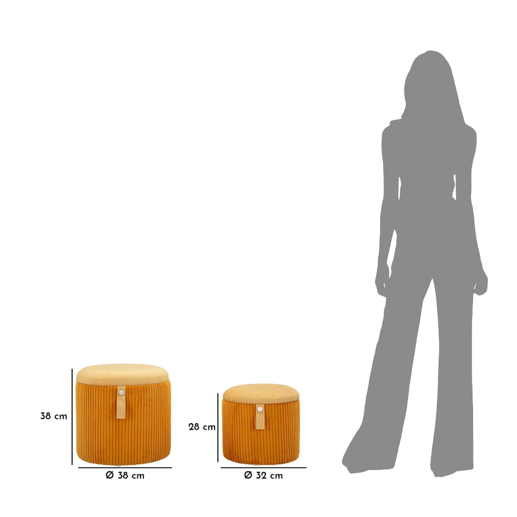 Fianar, Pouf Contenitore set da 2, 38x38x38h cm Arancione