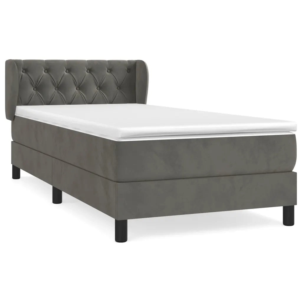 Giroletto a Molle con Materasso-Struttura Letto Grigio Scuro 80x200 cm Velluto 537422