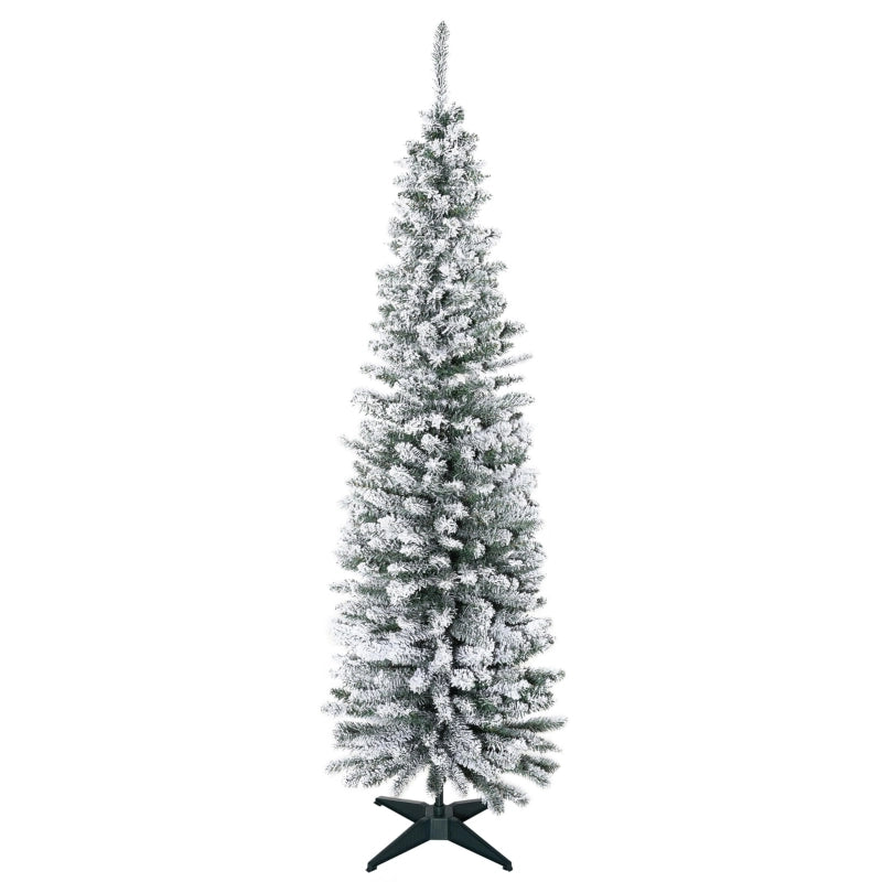 Albero di Natale artificiale sottile con 390 rami modellabili e base stabile in plastica verde e bianco Ø55 × 180 cm