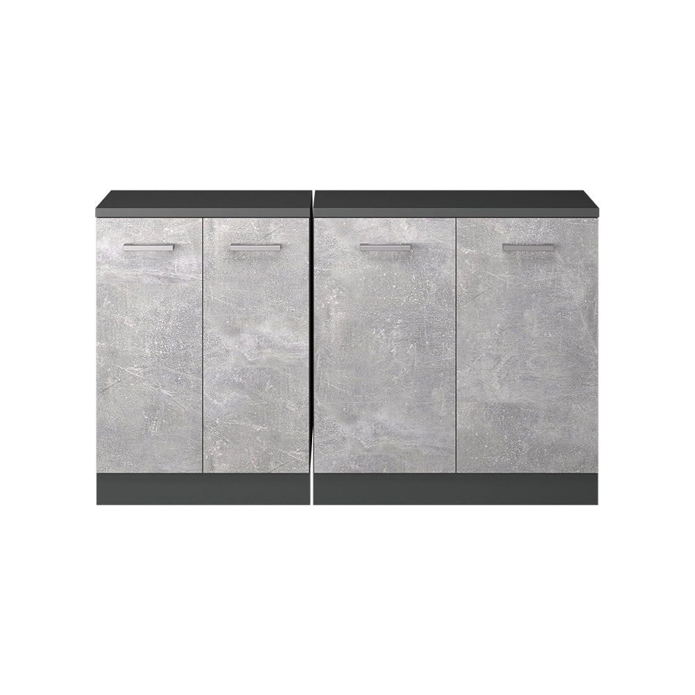 Mobile cucina sottotetto R-Line Calcestruzzo/Antracite 140 cm Set di 2 carcasse armadio profondità 60 cm Vicco