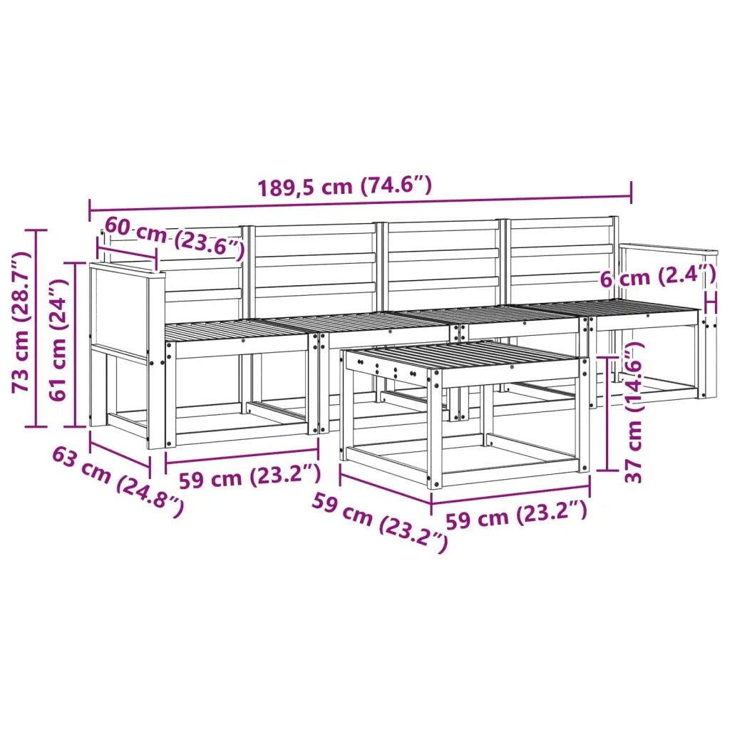 Set di divani da esterno 4 pz Naturale Legno di Acacia Massello 3384960