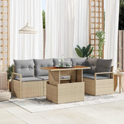 Set da Pranzo per Giardino con cuscino 6 pcs Beige e grigio 3349713