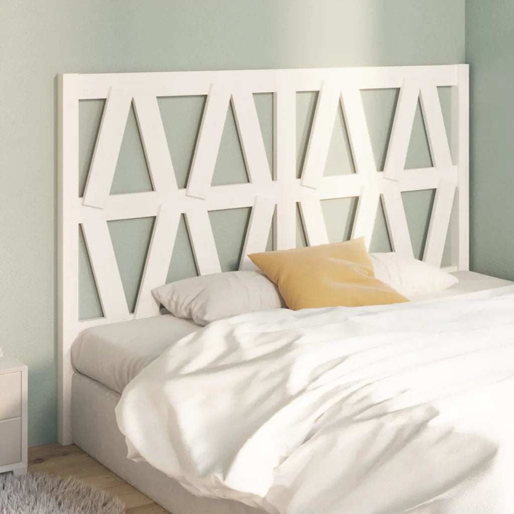 Testiera per Letto Bianca 126x4x100cm in Legno Massello di Pino 818611