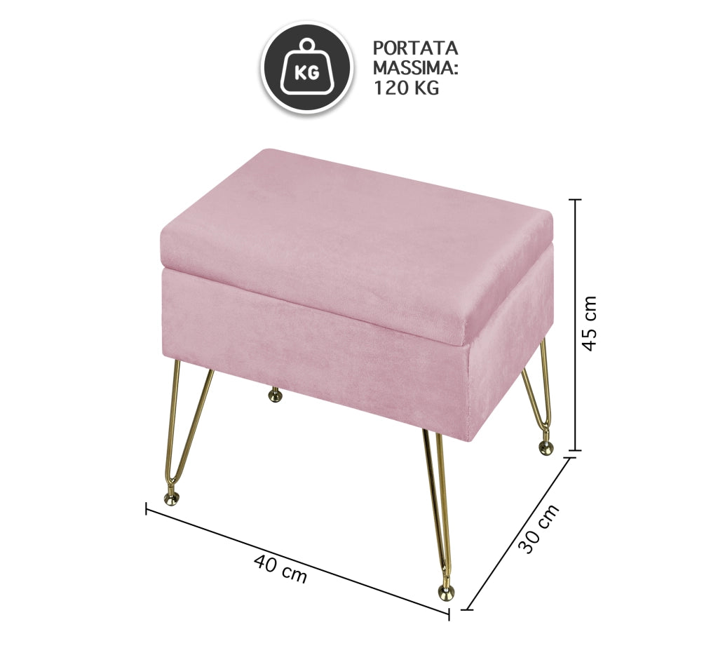 Pouf Panca Imbottita Divanetto In Velluto Contenitore PortaOggetti Panca Sgabello A Pie Di Letto Con Gambe In Metallo Dorato Cassapanca Scarpiera Ingresso Legno Massello Panchina  - Rosa