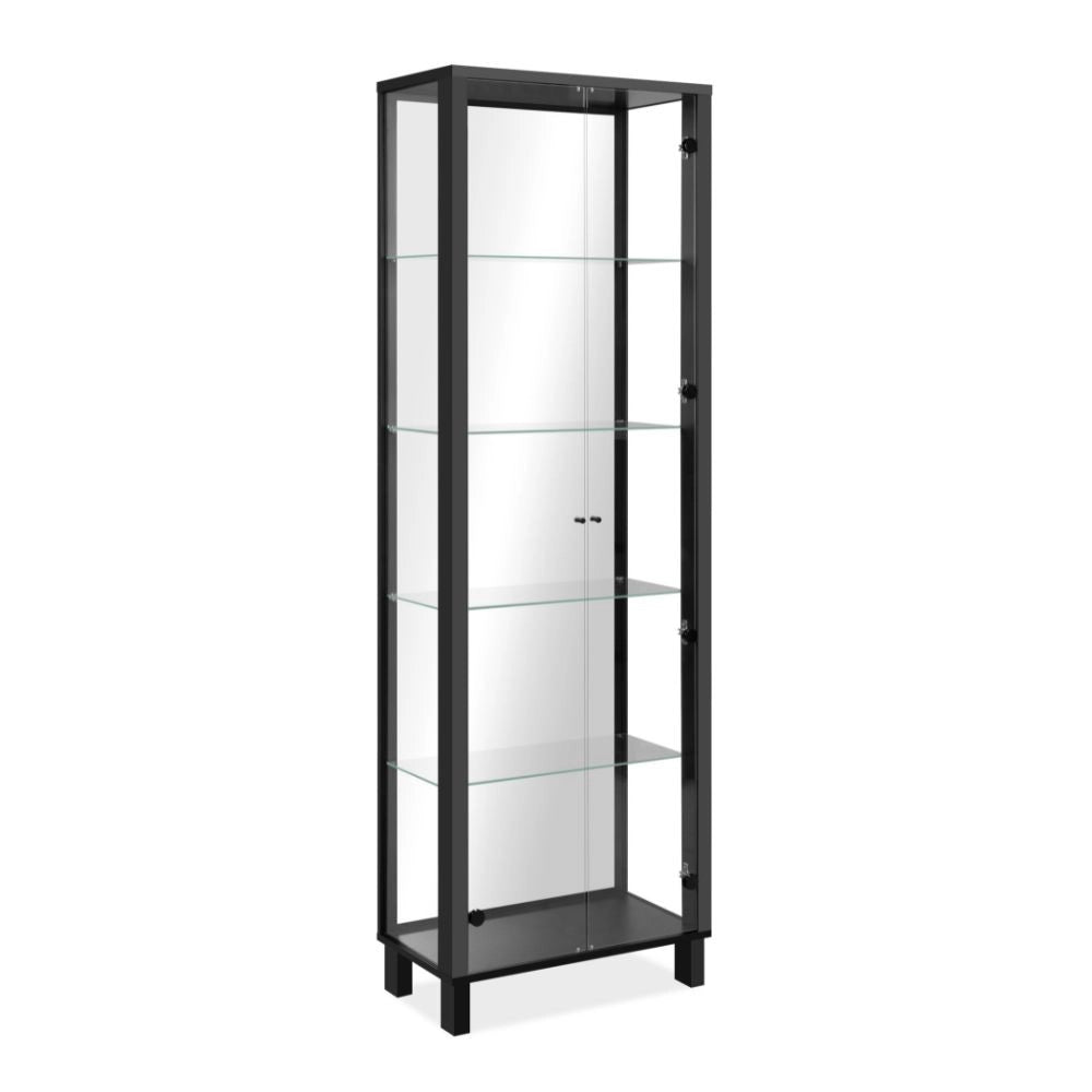 Vetrina colore nero con 2 ante e 4 ripiani Albi52B 62x33x189H