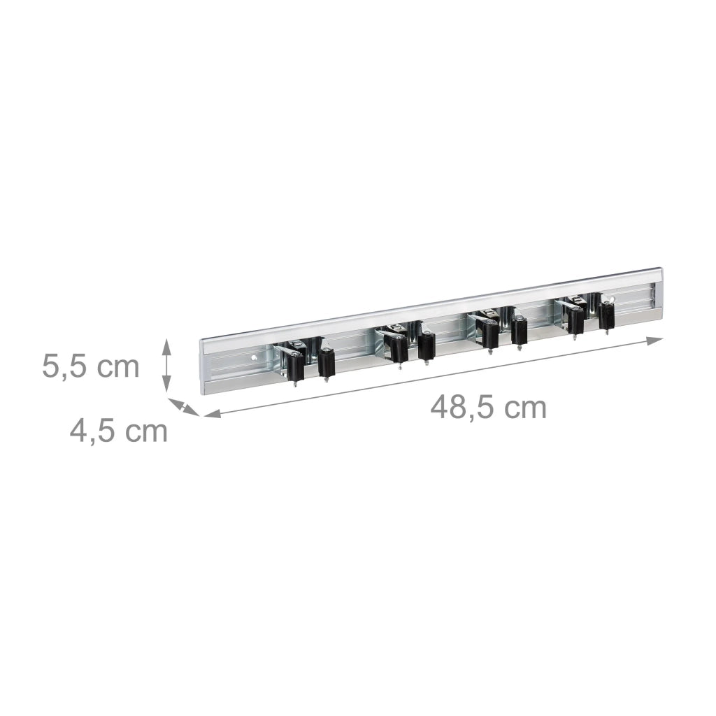 Pratico portautensili da parete portaoggetti per garage 5,5 x 48,5 x 4,5 cm in alluminio grigio 13_0004899