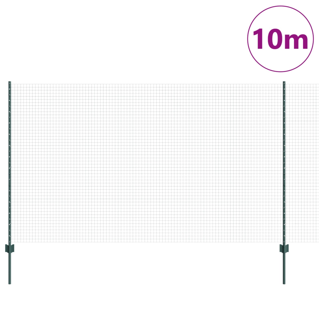 Recinzione in Filo Saldato con 5 Post U Verde 1.4x10 m Acciaio