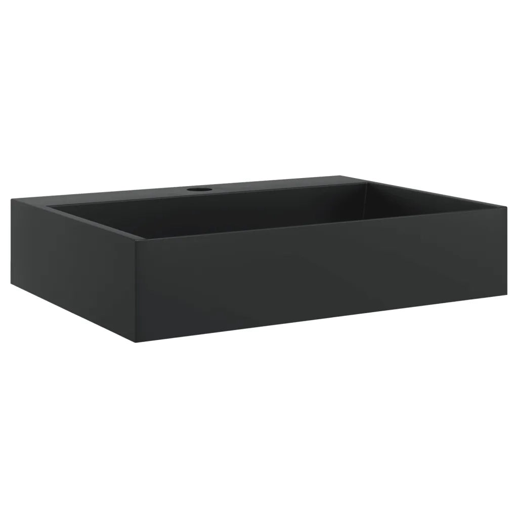 Lavandino-Lavabo-Lavello 50x38x11 cm Blocco in Marmo/Minerale Nero Opaco