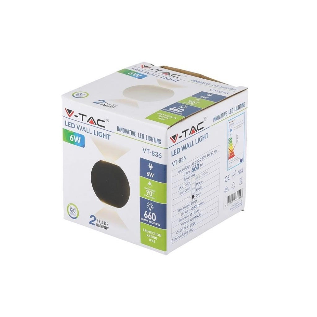 Luce faretto da muro a led da esterno giardino 6W LED Muro grigio chiaro corpo rotondo IP65 3000K