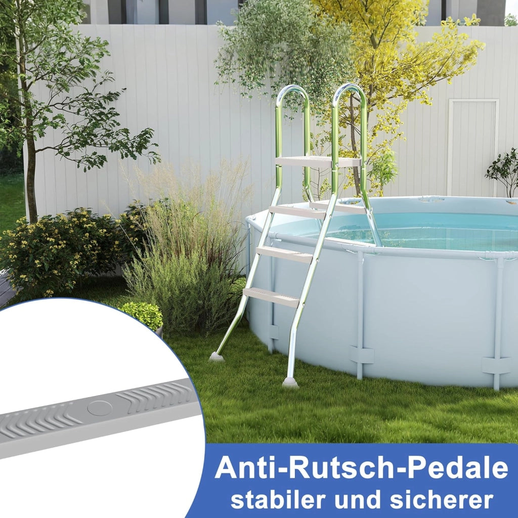 Scala per piscina in acciaio inox, 3 livelli, altezza 120 cm, scala di sicurezza per piscina con pedali e piedi antiscivolo
