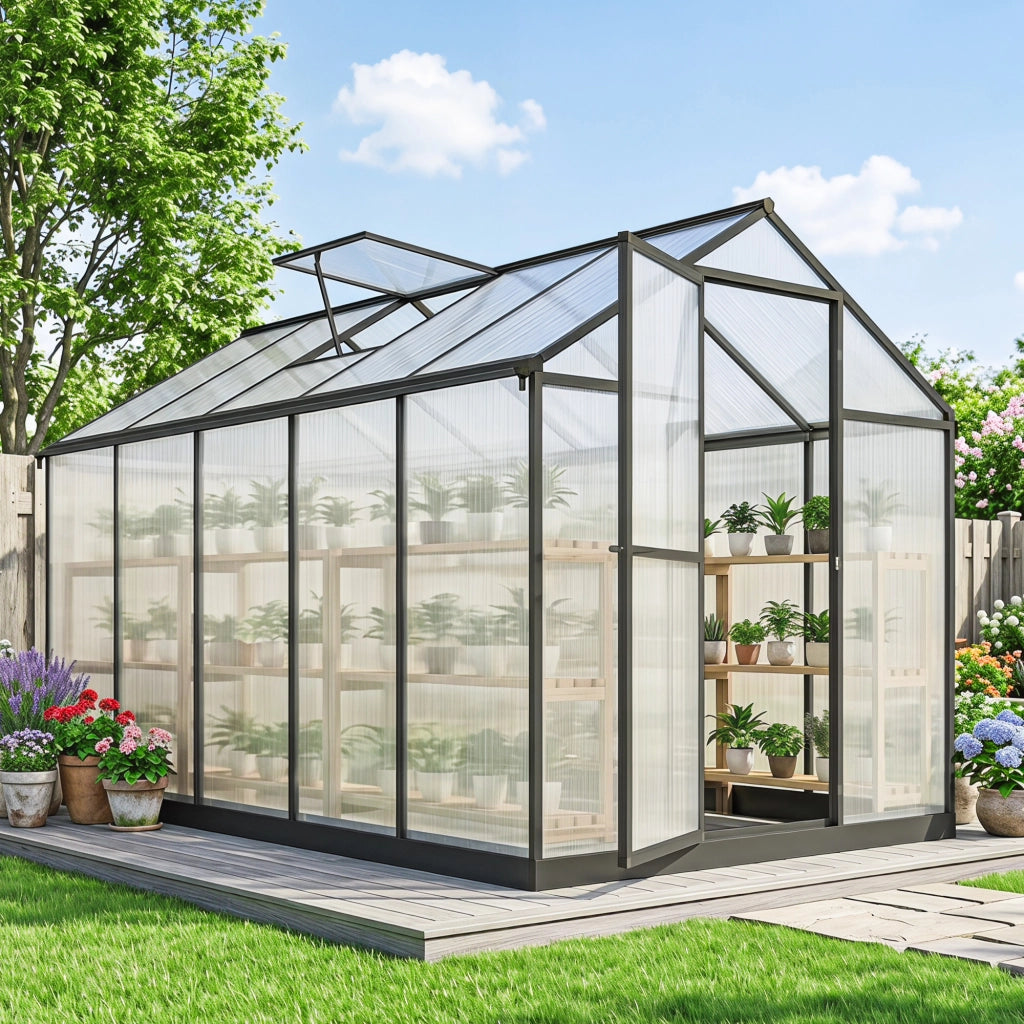 Serra da giardino in alluminio e policarbonato ¨C zephmum ¨C trasparente 303x183x195cm