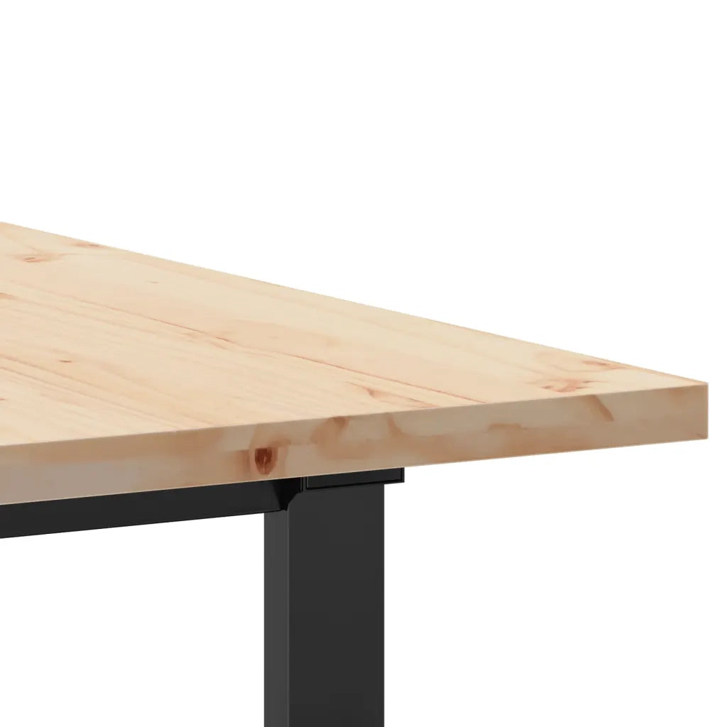 Tavolo da Pranzo Telaio a O 140x80x75,5 cm Legno Pino e Acciaio