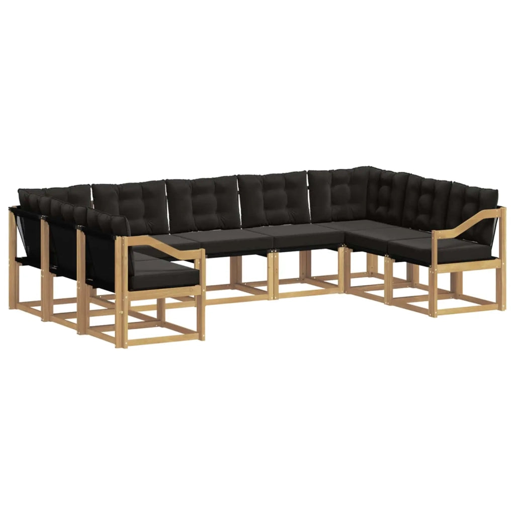 Set di divani da esterno 9 pz Bianco e Nero 3389870