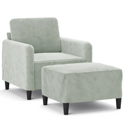 Poltrona | Sedia Relax con Poggiapiedi Grigio Chiaro 60 cm in Velluto