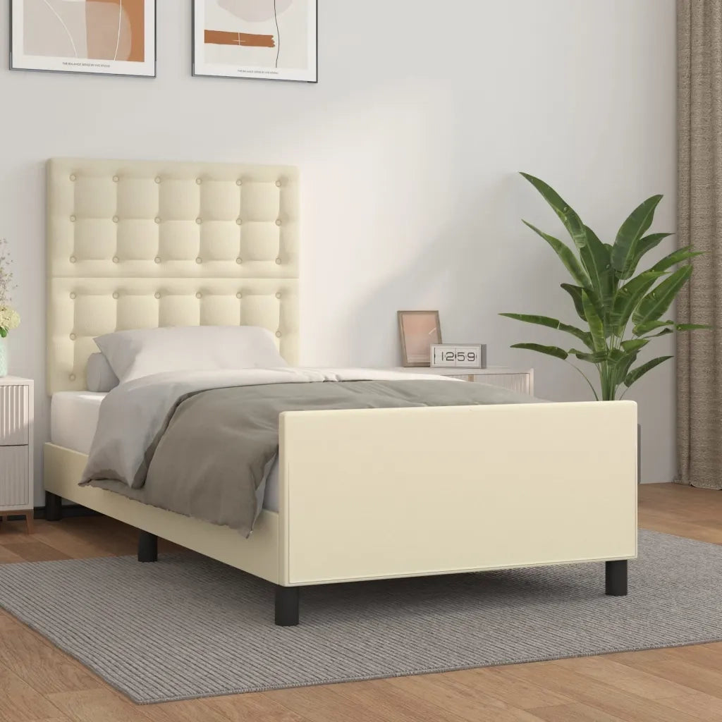Giroletto con Testiera Crema 100x200 cm in Similpelle cod mxl 38088