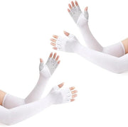 Manica lunga senza dita per uomo e donna | 2 paia di maniche | Protezione UV per sport | Cappuccio respiro per protezione braccio tatuaggio | Attività all'aperto