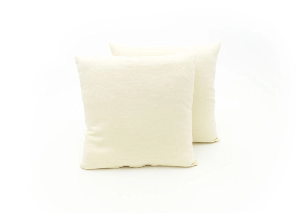 Coppia Cuscini Arredo Imbottiti Tessuto Ottoman In Tinta Unita Colore Panna 12 - 40x40 - Panna 12