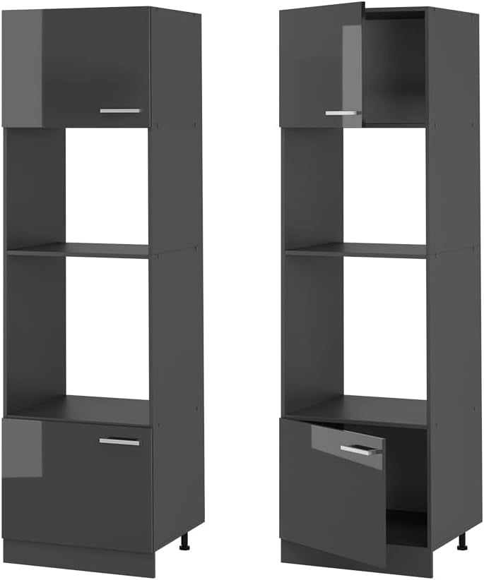 Mobile cucina microonde R-Line, Antracite lucido, 60 cm, per la libera combinazione all'interno di sistemi cucina modulari