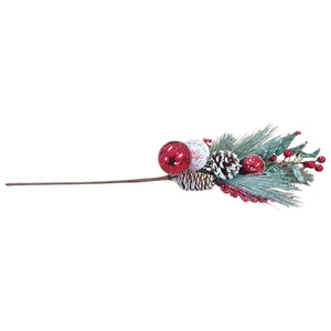 Rametto Natalizio Decorativo con Bacche, Pigne e Palline Rosse – Altezza 60 cm