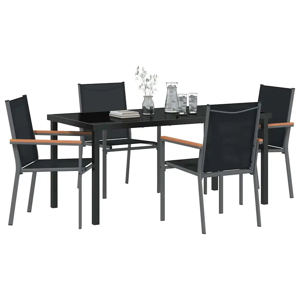 Set da Pranzo per Giardino 5 pcs Nero 3379089