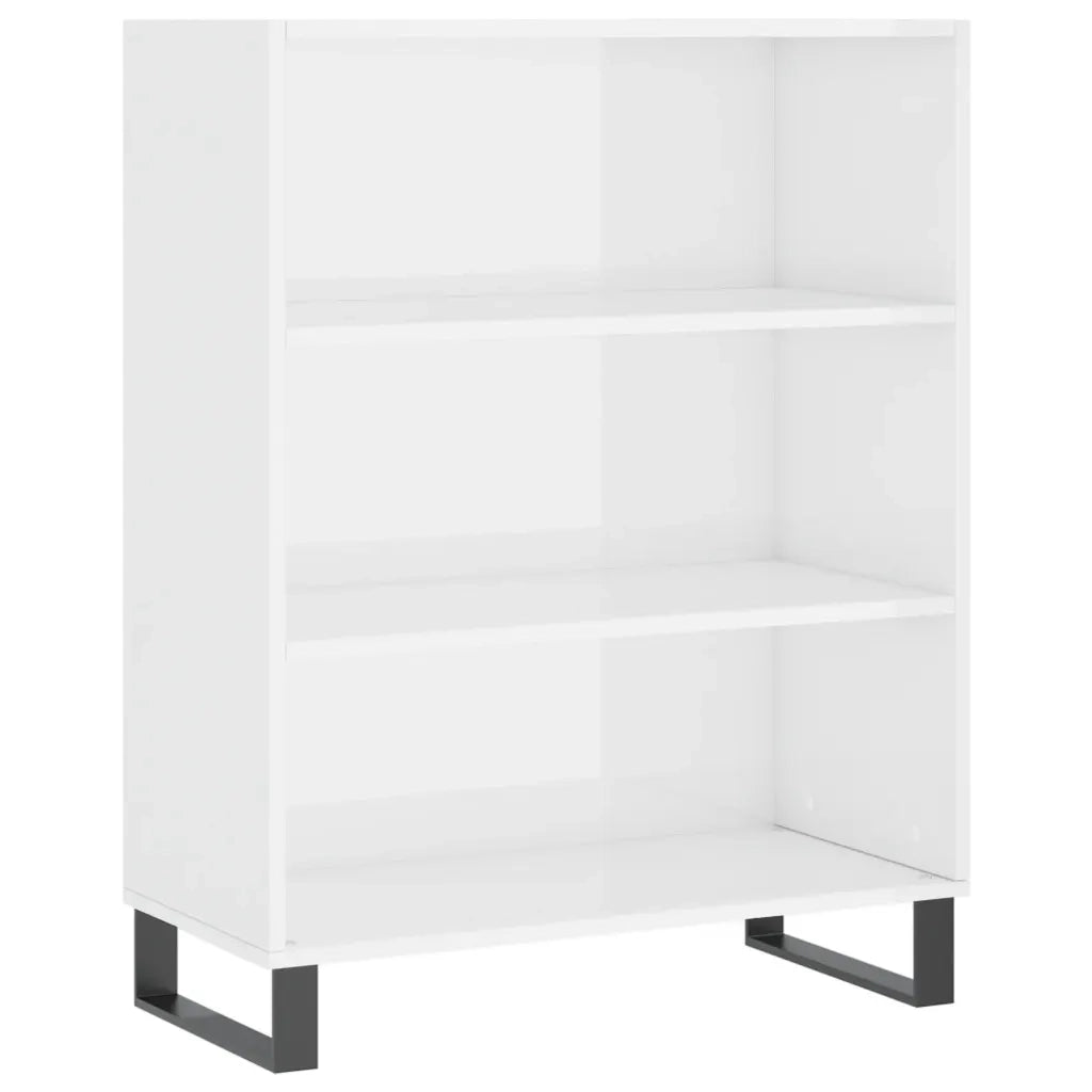 Scaffale Bianco Lucido 69,5x32,5x90 cm in Legno Multistrato 828390