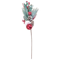 Rametto Natalizio Decorativo con Bacche, Pigne e Palline Rosse – Altezza 60 cm