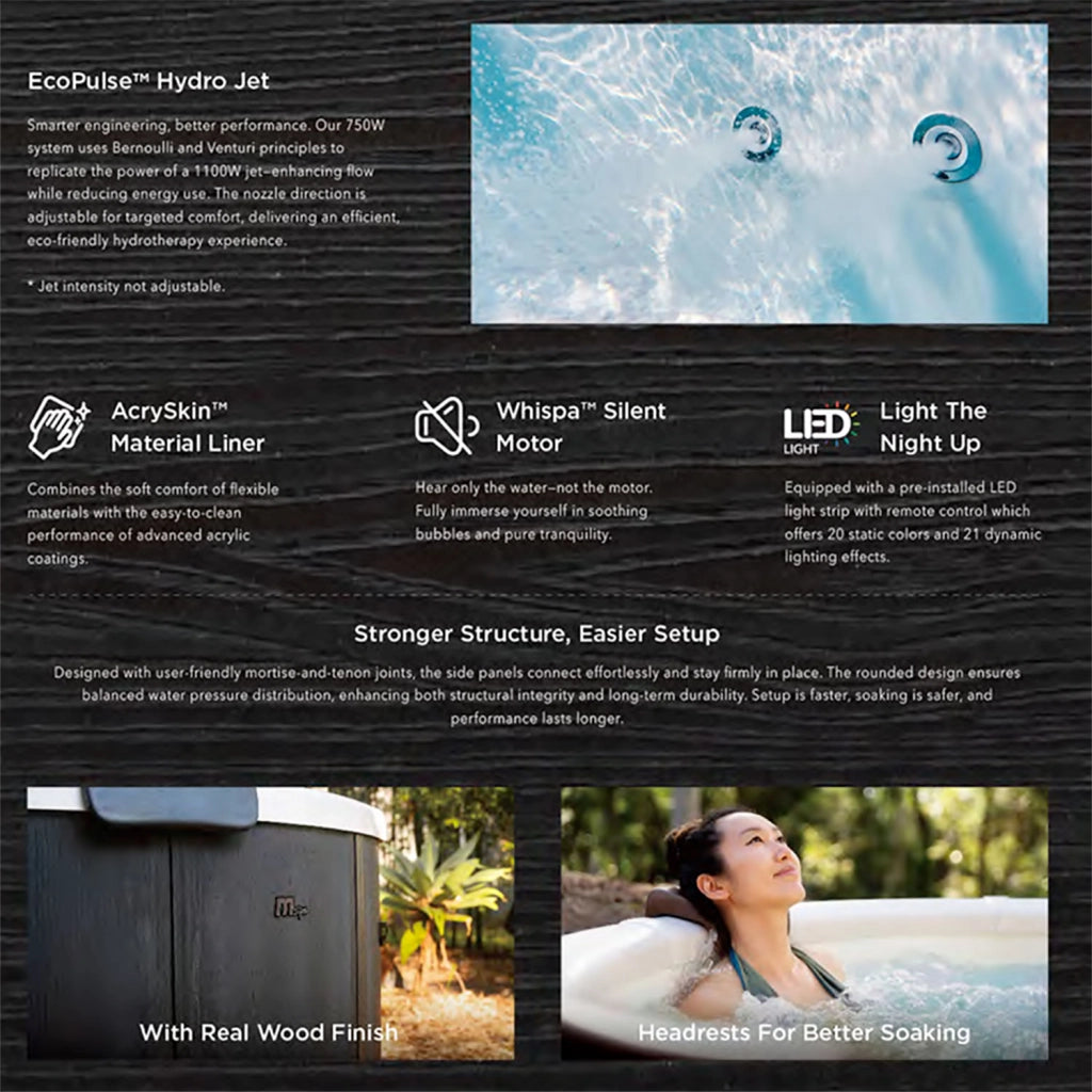 Vasca Idromassaggio Spa Denver Smontabile Trasportabile con Wifi per 6 Persone 182x182x70 cm in Materiale Plastico