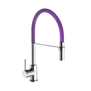 Rubinetto per lavello a bocca alta con flessibile viola e doccia estraibile winter
