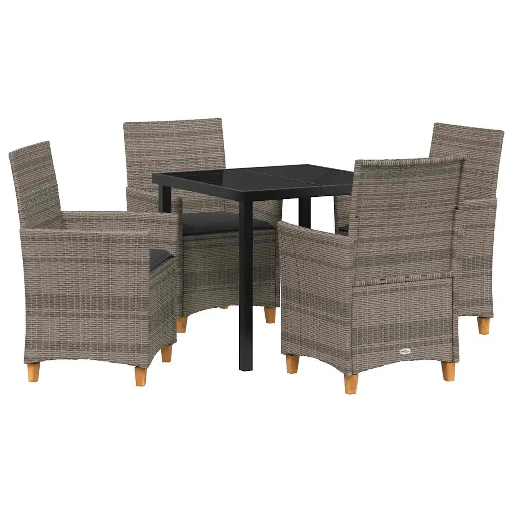 Set da Pranzo per Giardino 5 pcs Grigio polyrattan