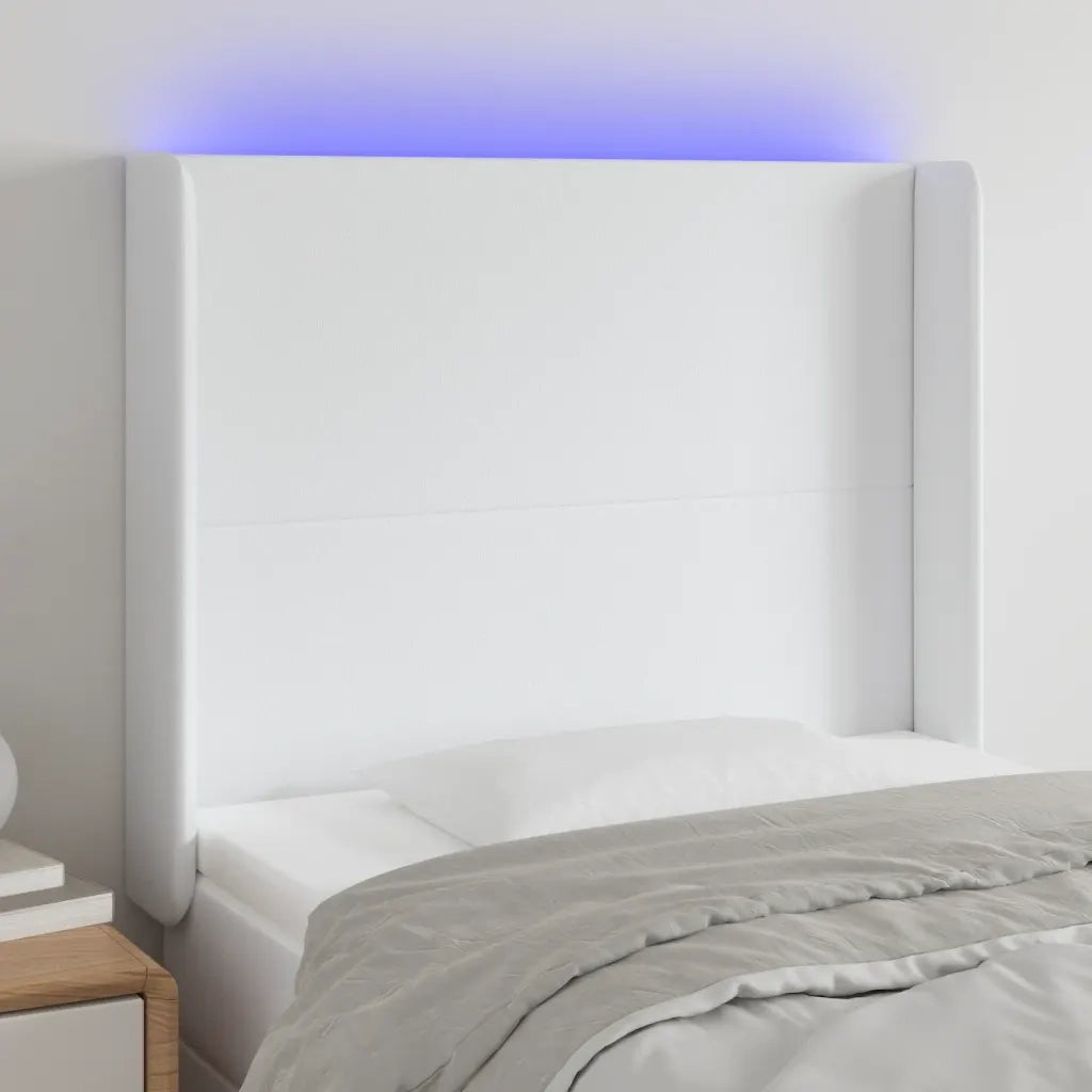 Testiera | Testata a LED Bianco 93x16x118/128 cm in Similpelle