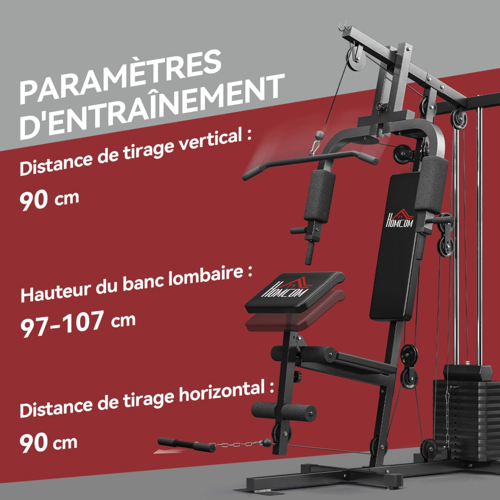 Attrezzatura Palestra Multifunzione con Stack 65 kg ¨C zephmum ¨C Nero