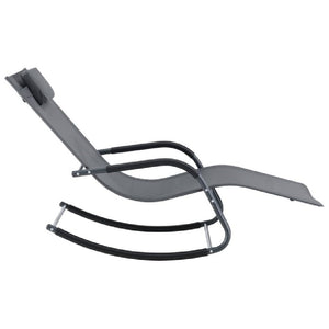 Sedia Sdraio a Dondolo Gravità Zero per Esterni con Cuscino Imbottito Grigio
