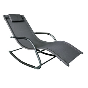 Sedia Sdraio a Dondolo Gravità Zero per Esterni con Cuscino Imbottito Grigio