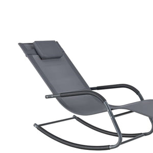 Sedia Sdraio a Dondolo Gravità Zero per Esterni con Cuscino Imbottito Grigio