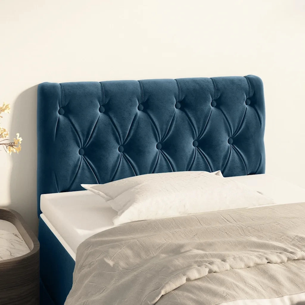 Testiera-Testata-Testiera Decorativa Blu Scuro 80x7x78/88 cm in Velluto