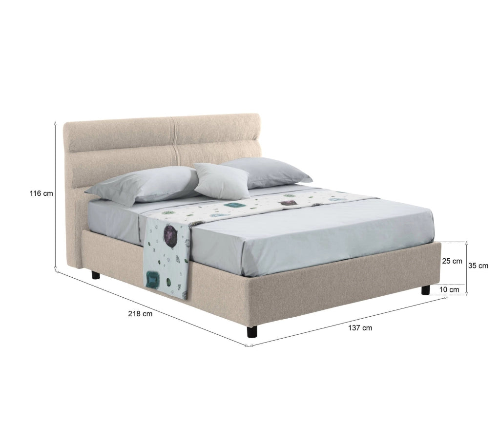 Brivio, Letto Piazza e Mezza Sfoderabile Made in Italy, Grigio Tortora