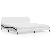 Letto con Materasso Dover Bianco e Nero 200x200cm in Similpelle 3208483