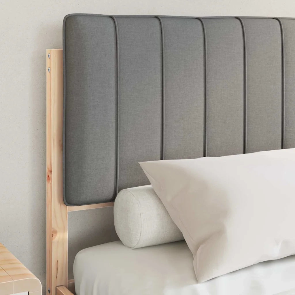 Letto con Testiera Rivestita Grigio chiaro 135 x 190 cm