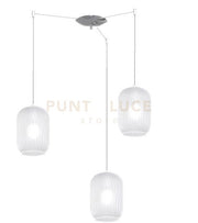 SOSPENSIONE CROMO 3 LUCI SPOSTABILE VETRI BIANCO FOG 1181CR-S3 S-BF