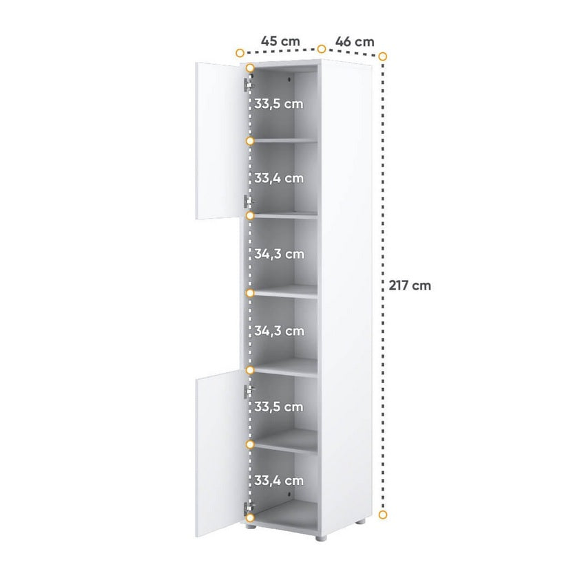 Lenart mobile BC 08 colonna verticale camera da letto cm46x45x217h biaco opaco