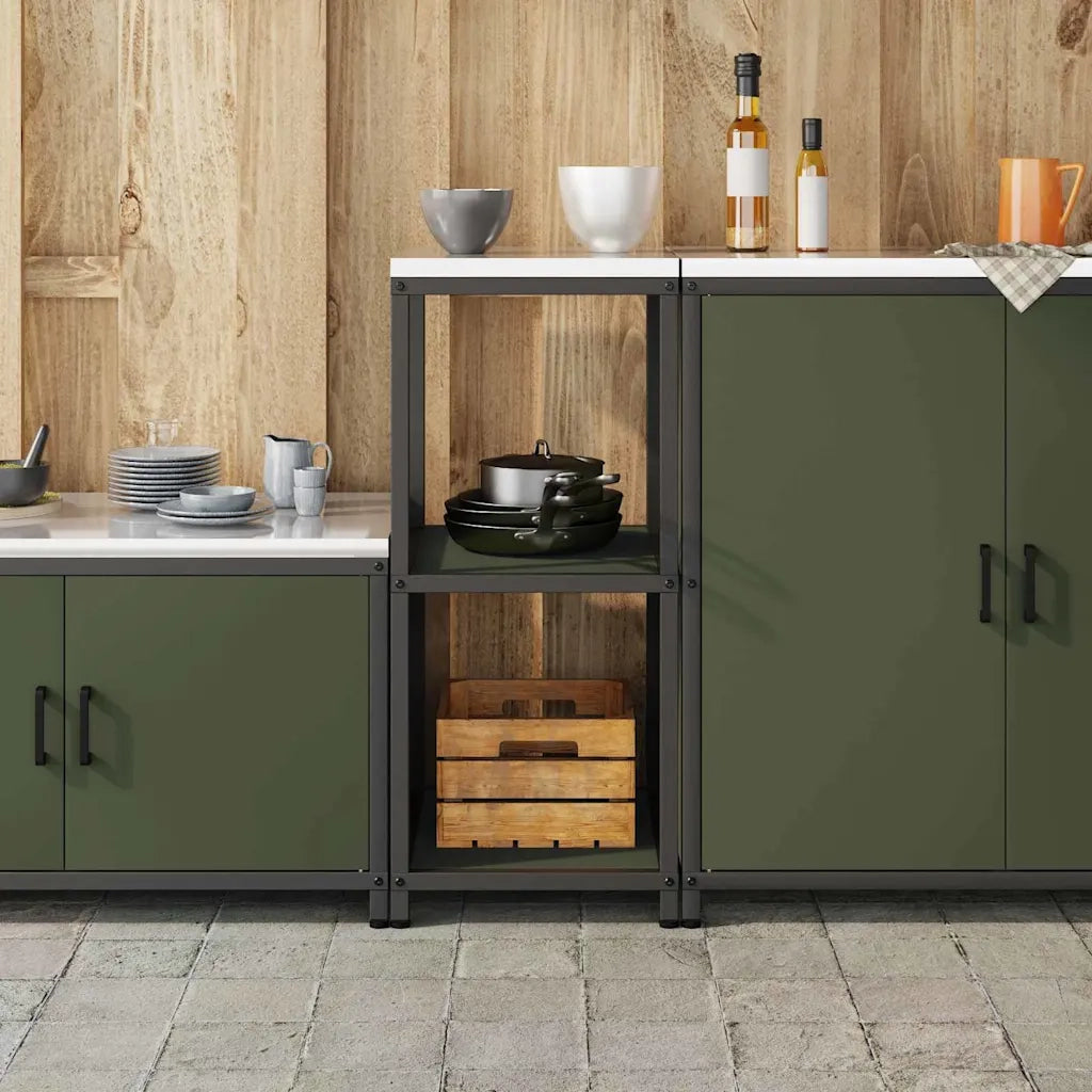 vidaXL Mensola per il deposito in cucina Verde oliva Acciaio
