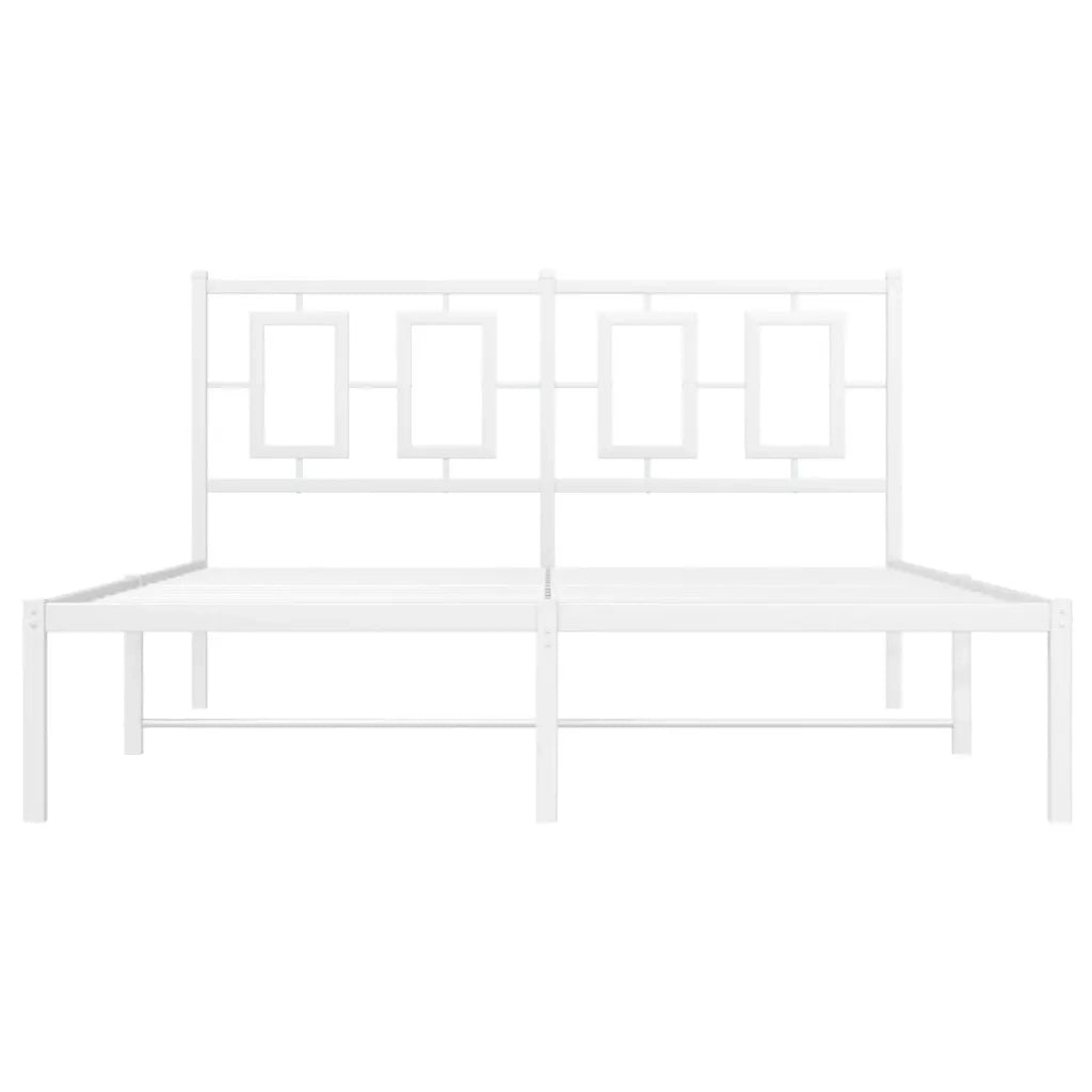 Giroletto con Testiera-Struttura Letto con testiera Metallo Bianco 140x190 cm 950203