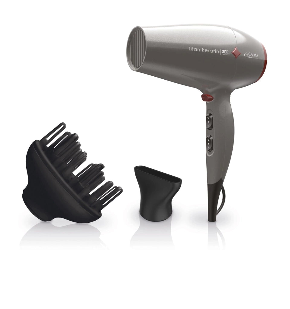 Ga.Ma GH0303 Professional Titan Keratin Diamond 3D Asciugacapelli 2300 Watt 2 velocita' 3 temperature tecnologlia Micro Glitt Grigio