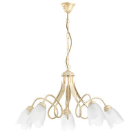 Lampadario 5 luci Doppio Giro Avorio