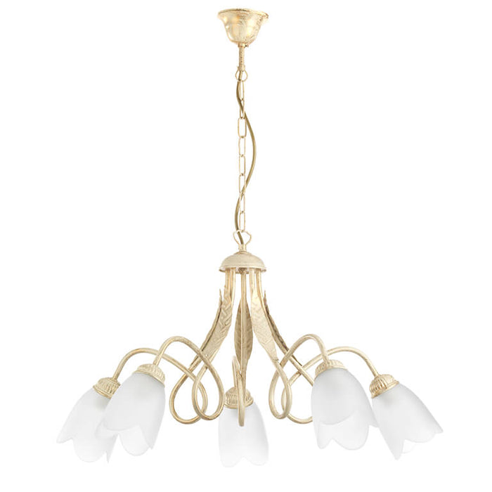 Lampadario 5 luci Doppio Giro Avorio